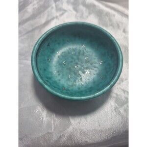 Vintage GUSTAVSBERG ARGENTA RING / TRINKET DISH Mottled Green Art Pottery Sweden